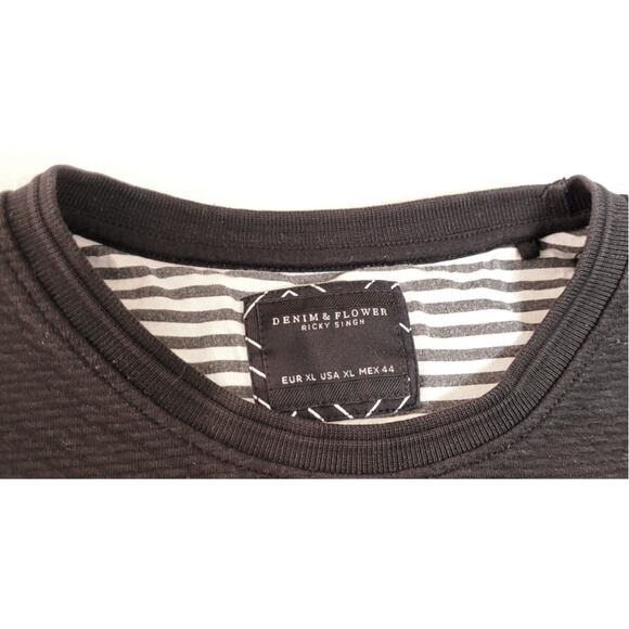 Denim & Flower Womens T Shirt XL Black Textured Minimalist Classic Basic - Picture 5 of 8